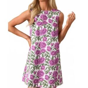 NEW PROSPERINA blake reversible shift dress in violet blooms lilac